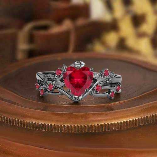 Red Heart Ruby Ring