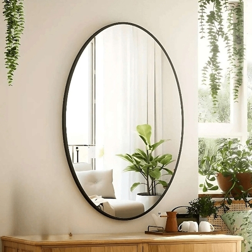 Wall Mirror With Frame - Shape: Oval