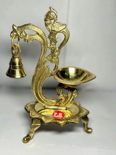 Brass Peacock Diya - Brass, Standard Size, Golden | Eco-Friendly, Durable, Long Lasting