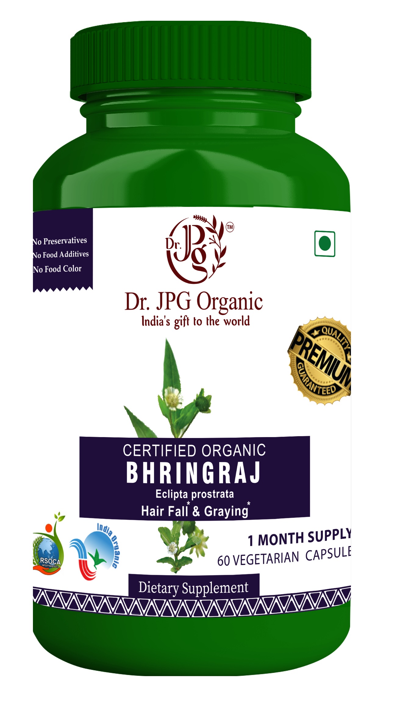 Dr. Jpg Organic Herbals Bhringraj Capsules - Packaging Size: 1