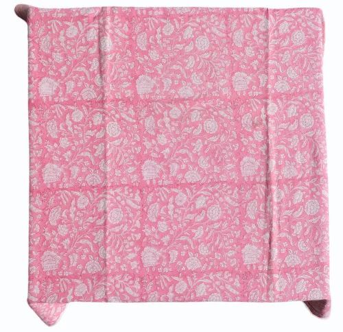 Hot Pink Floral Hand Block Printed Cotton Fabric