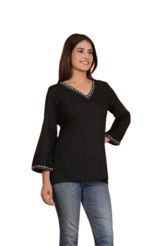 Ladies Black Rayon Short Kurti