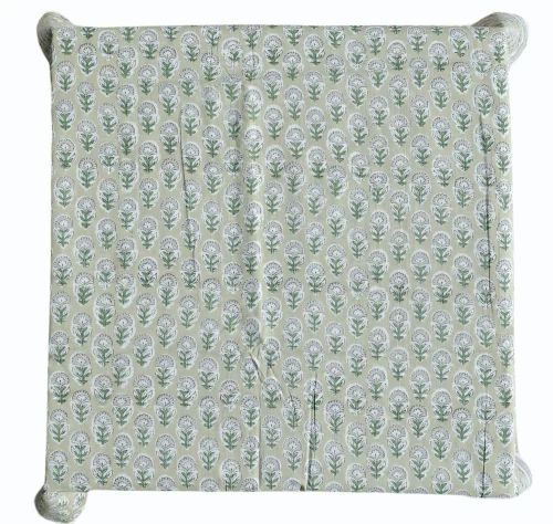 Light Green Floral Hand Block Printed Cotton Fabric