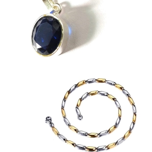 Neelam Gemstone Pendant With Neck Chain - Size: Available In Various Size