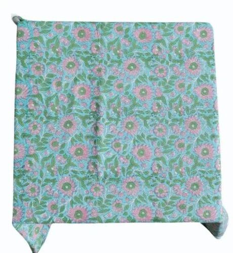 Ocean Blue Floral Hand Block Printed Cotton Fabric