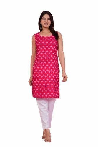 Rayon Sleeveless Printed Kurti