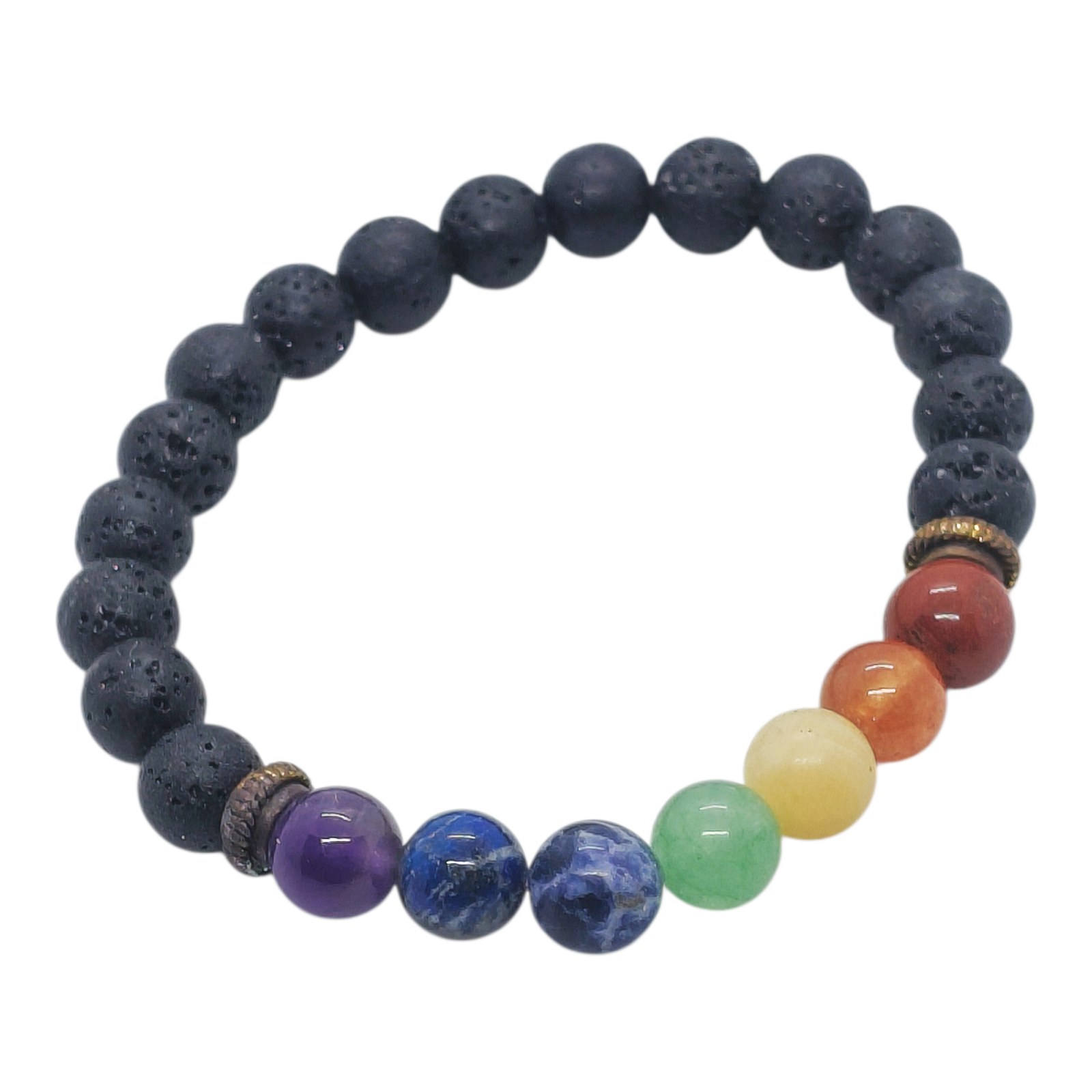 Seven Chakra Lawa Bracelet - Color: Red Orange
