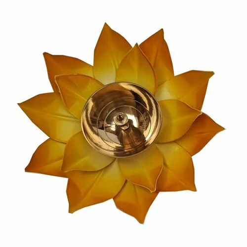 Yellow & Golden Lotus Brass Diya