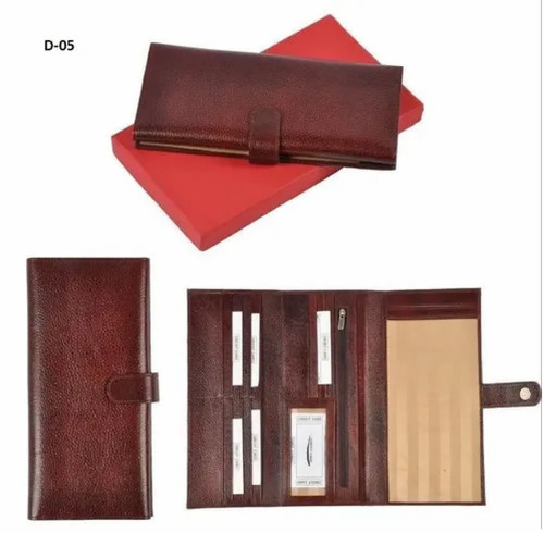 Foldable Ladies Wallet - Leather, Standard Size, Brown | Flap Closure, A Grade, Eco Friendly, New, Box Packaged