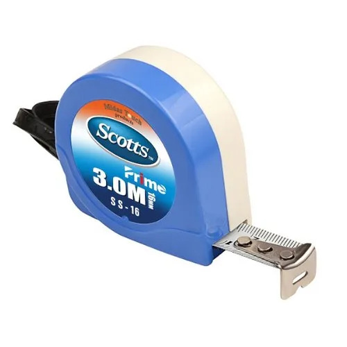 Scotts Prime 3 Meter Measuring Tape - Steel, 3 Meter, White & Blue, Analog Display, Manual Power