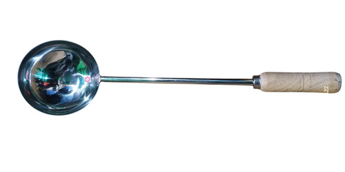 Stainless Steel Dabu Ladle - Stainless Steel & Wood, Silver & Brown, Polished | Rust-Proof, Durable, Heat Resistant