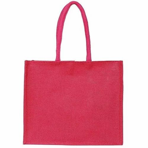 Red Plain Eco Friendly Jute Shopping Bags