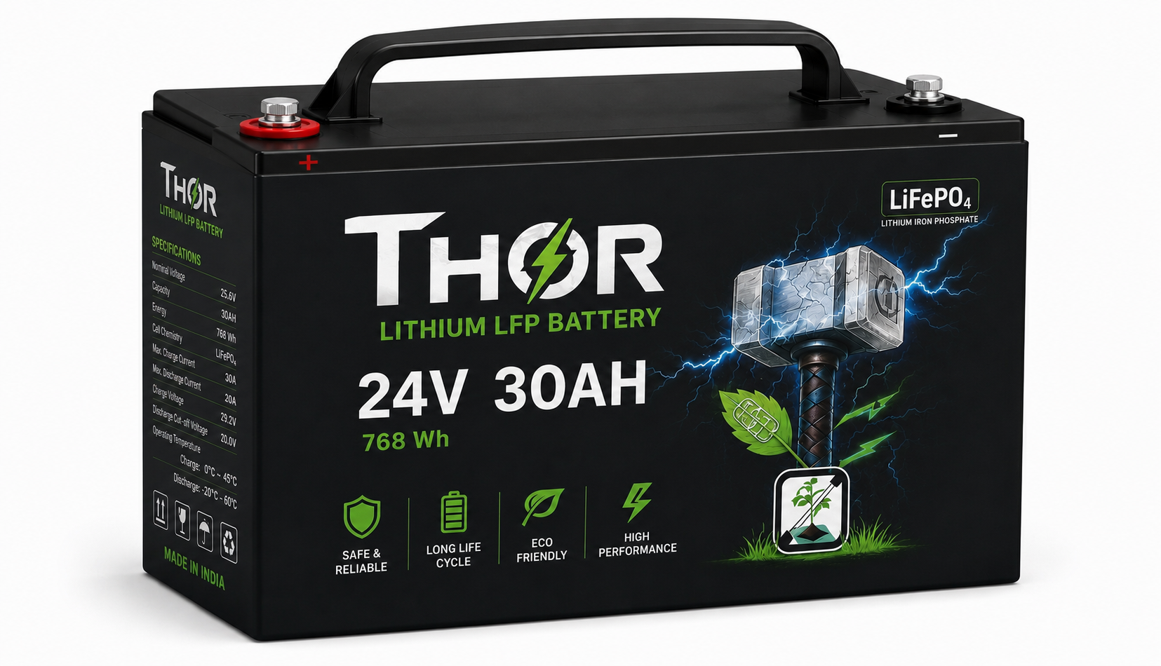 Thor Lithium Lfp Battery 24V 30Ah - Battery Capacity: 0 Ampere-Hour (Ah)