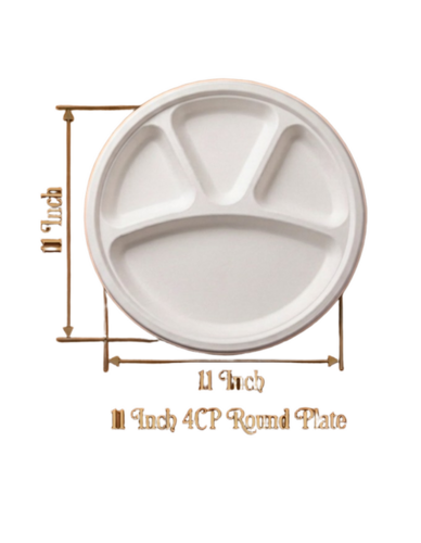 4 Cp Bagasse Disposable Paper Plate