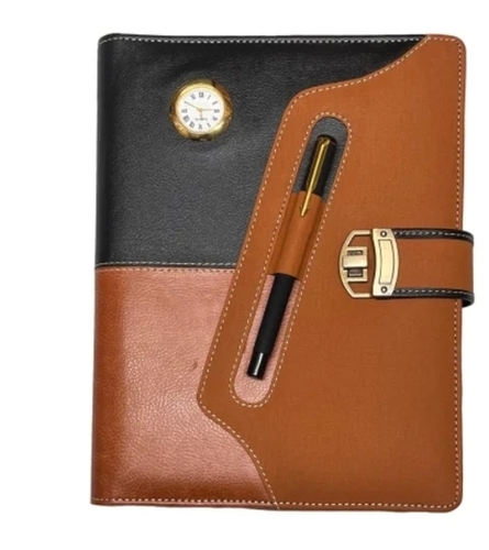 Brown Pu Leather 2 Fold Diary
