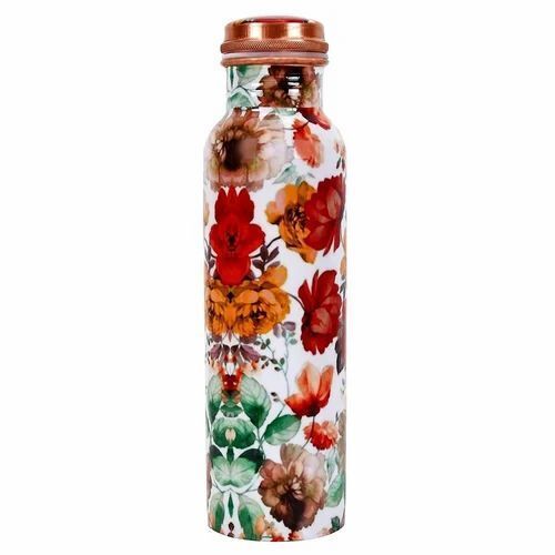 Flower Printed Copper Water Bottles