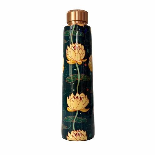 Lotus Printed Copper Water Bottles