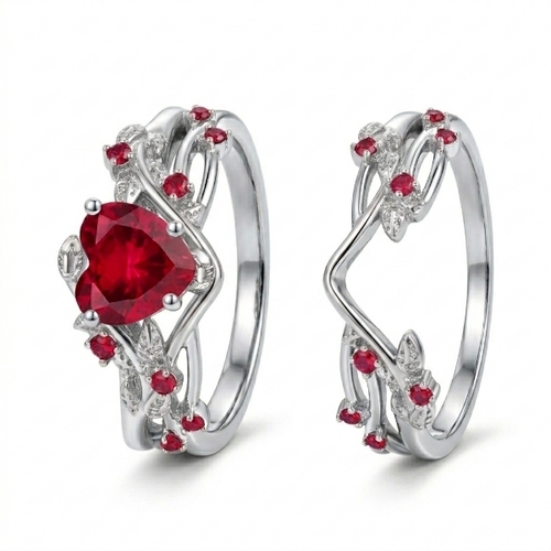 Red Heart Silver Ring