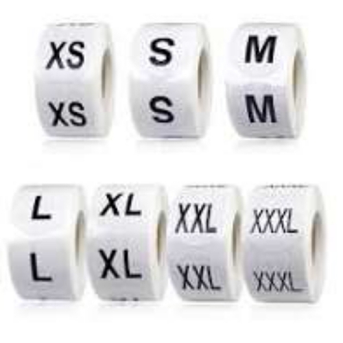 White Clothing Size Stickers