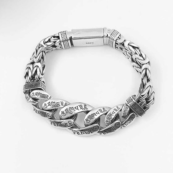 925 Silver Bracelet Overbearing Retro Bracelet - Gender: Unisex
