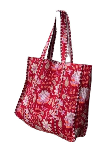 Pink Color Printed Cotton Tote Bag