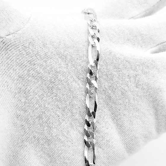 Unisex 925 Sterling Pure Silver Figaro Bracelet