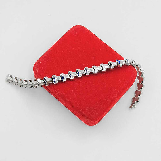 Unisex Blue Stone Trident Design Turkey Imported Bracelet - Style: Modern
