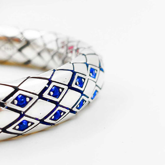 Vasuki Snake Blue Stone Design Pure Silver 925 Imported Turkey Bracelet For Men - Gender: Unisex