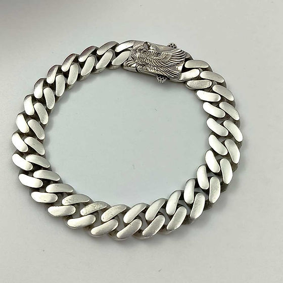 Mens Eagle Design Matt Finishing Pure Silver Bracelet 49Gm - Gender: Unisex