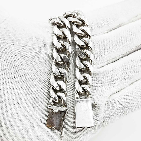 Mens Italian Finish Heavy Curb Pure Silver Bracelet 84.79Gm - Gender: Unisex