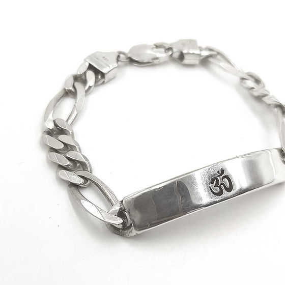 Om And Mahamrityunjay Mantra Carved Pure Silver Bracelet - Gender: Unisex