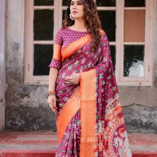 Pink mal mal saree