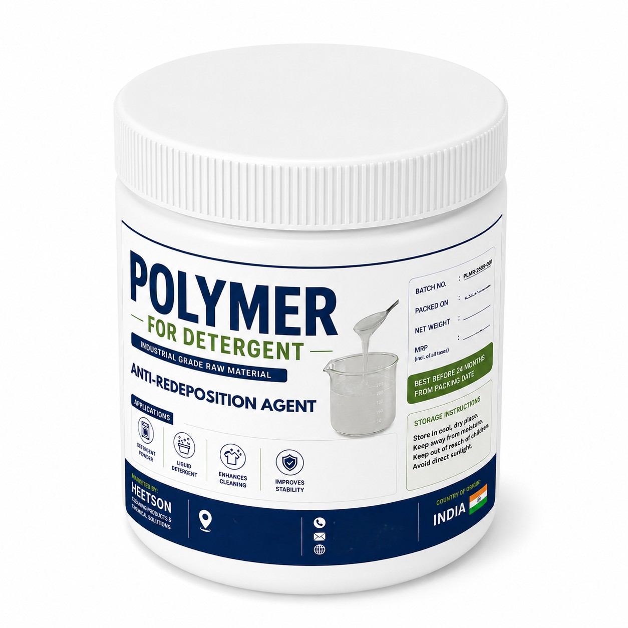 Polymer For Detergent Powder & Liquid (Anti Redeposition Agent) - Color: White