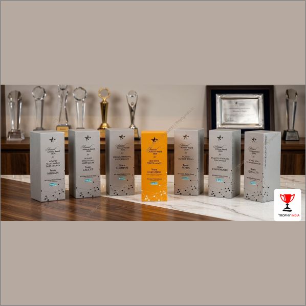 Custom Corporate Recognition Awards - Block Trophy for Employee & Team Excellence