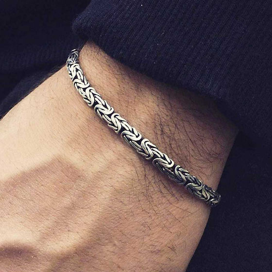 4Mm 925 Sterling Silver King Byzantine Chain Bracelet - Gender: Unisex