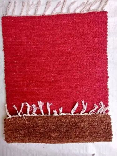 Cotton Heavy Both Sided Usable Door Mat - Color: Red And Brown