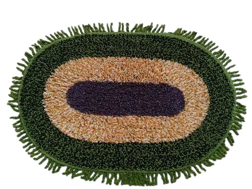 Cotton Oval Reversible Bathroom Door Mat - Color: Multi Color