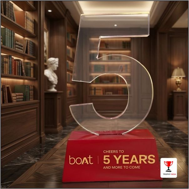 Custom Number-Shaped Acrylic Corporate Trophy - Premium Milestone Anniversary Award