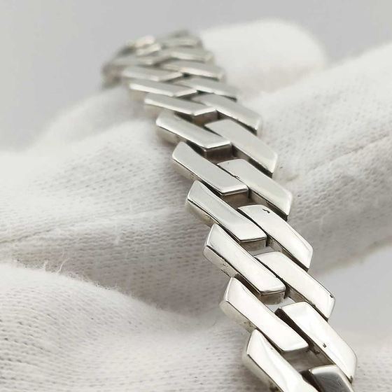 Premium Design Link Pure Silver Customised Kada For Couples - Jewelry Type: Bracelets