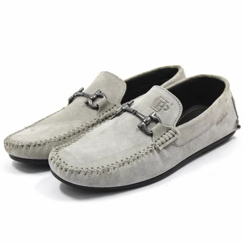 Men Grey Loafers Leather Shoes