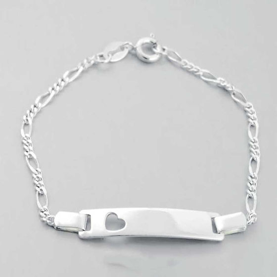 Unisex Heart Cut Personalised Pure Silver Bracelet - Grade: Jewellery