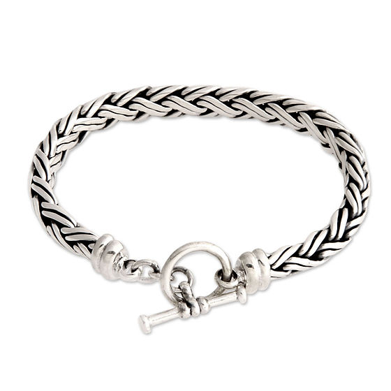 Unisex Pure Silver Chain Bracelet 40gm - Style: Contemporary