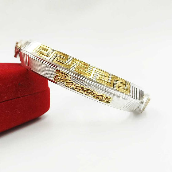Eagle Design V-Shape Gold Rodium Pure Silver Kada for men, 50 gm