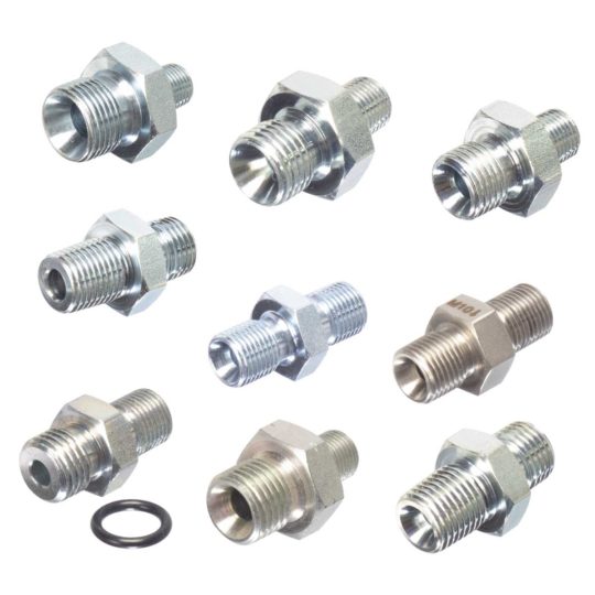Hydraulic Hex Nipple Fittings - Color: Silver Grey