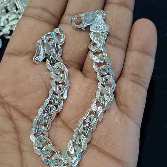 Jewellery pure silver Close curb Fancy Bracelet for men 35 gm, Shubh Jewellers