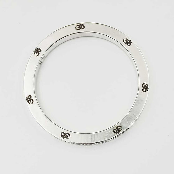 Premium Pure Silver Heavy Bangle Bracelet with Aum and Mahadev Motifs
