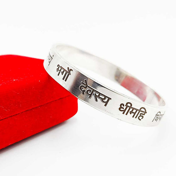 Silver Jewellery, Powerfull Gayatri Mantra Deep Engraving Design Silver Kada for men, women, 50 gm