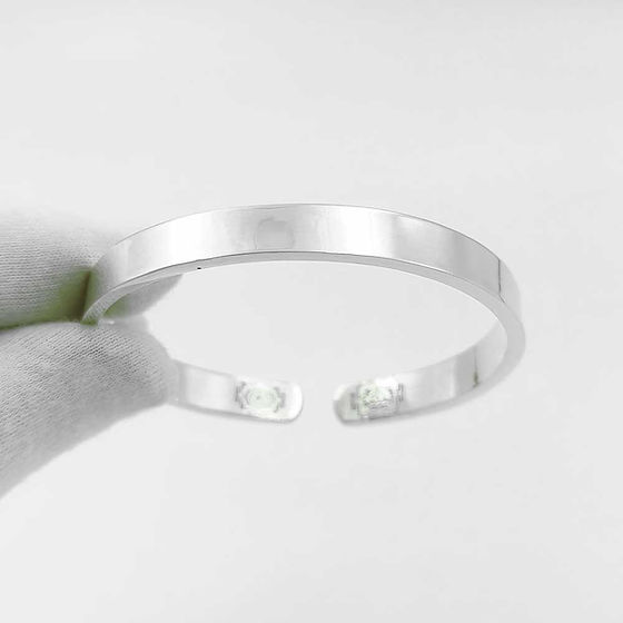 Mens Circle Cut Pure Silver Mantra Engraving Pure Silver Kada 110Gm - Gender: Unisex