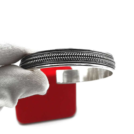 Mens Heavy Design Antique Casting Bina Jod Pure Silver 925 Kada 200Gm - Jewelry Type: Bracelets