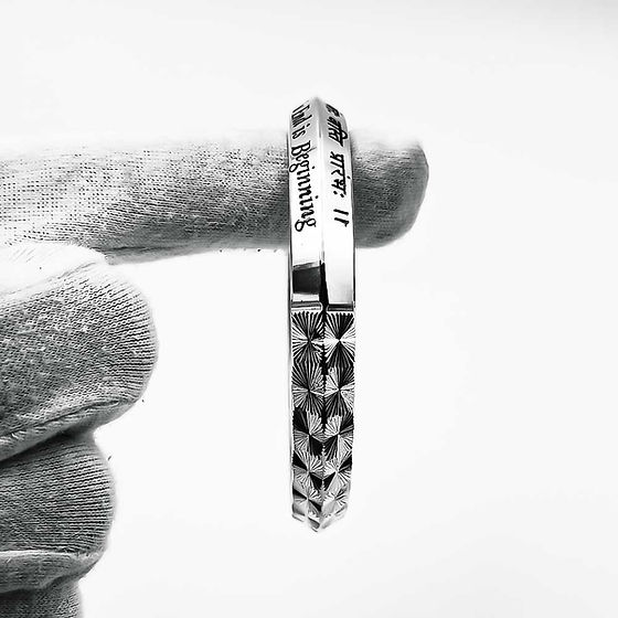8 Block Chillai And Mantra Design Pure Silver Solid Kada 100Gm - Gender: Men